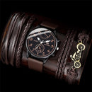 Kit Relógio + 4 Pulseiras Masculinas - Presente Completo para o Dia dos Pais