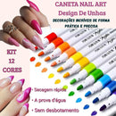 Caneta Nail Art – Design de Unhas Fácil, Rápido e Profissional- KIT 12, CORES  SORTIDAS