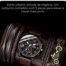 Kit Relógio + 4 Pulseiras Masculinas - Presente Completo para o Dia dos Pais