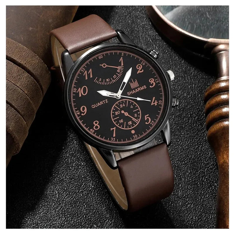 Kit Relógio + 4 Pulseiras Masculinas - Presente Completo para o Dia dos Pais