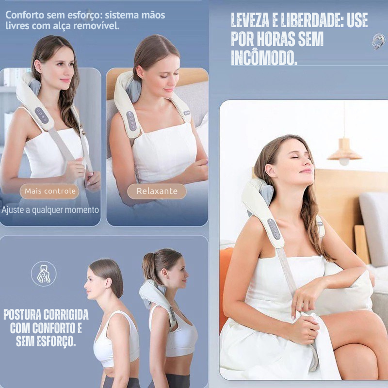 Massageador Shiatsu 4D Infravermelho Bivolt - Alívio Imediato para Costas, Pescoço e Corpo Inteiro