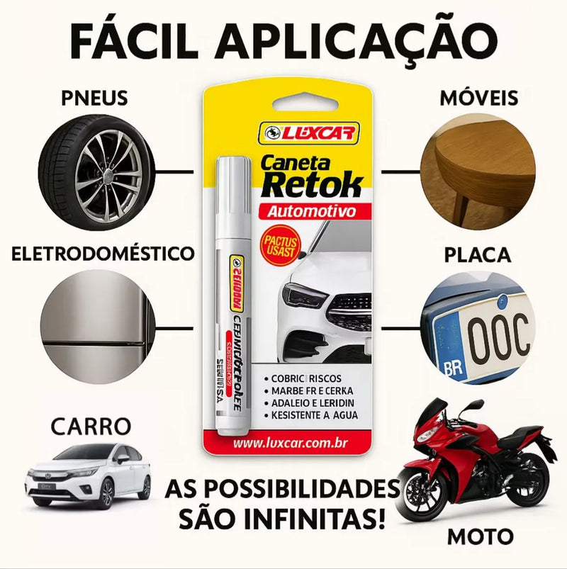 Caneta Reparadora de Riscos Automotivos – Retoque Rápido e Permanente para Seu Carro e Moto