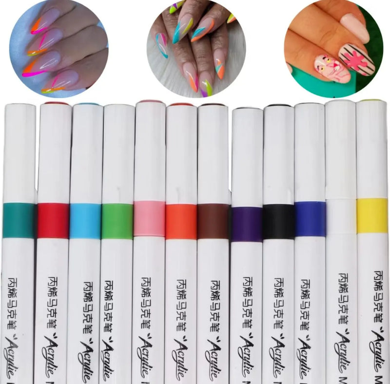 Caneta Nail Art – Design de Unhas Fácil, Rápido e Profissional- KIT 12, CORES  SORTIDAS