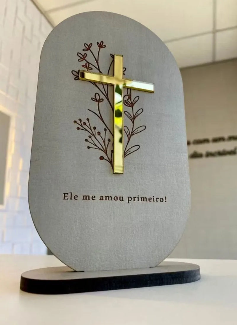 Crucifixo de Mesa Decorativo - Fé E  Proteção
