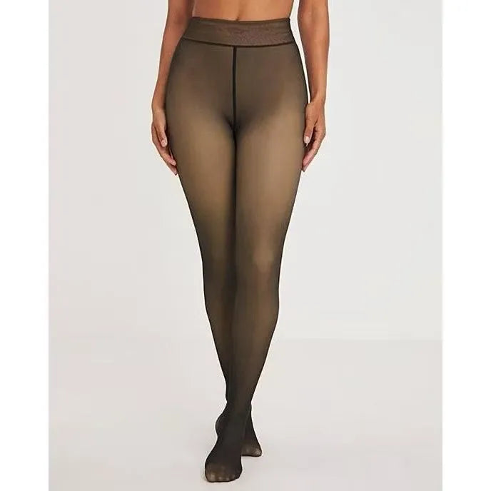 Meia-Calça Forro de Pelúcia Preto Translúcido