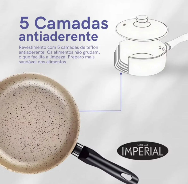 Jogo de Panelas 8 peças Teflon Antiaderente  - Design Moderno e Praticidade na Cozinha
